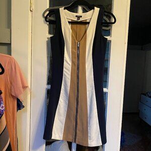 Ann Taylor Petite Colorblock Zip Front Dress EUC